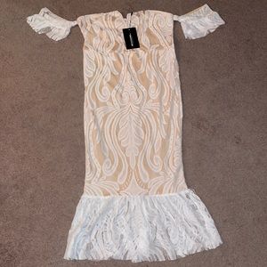 Off the shoulder white lace dress